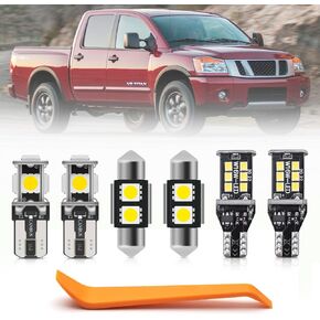 15PCS أبيض LED LED INTRIVE LITERT KIT لنيسان تيتان 2004 2005 2006 2007 2008 2009 2008 2010 2012 2013 2014 2015 Super Bright 6000K LED LED MAP Dome Light Lights Kit