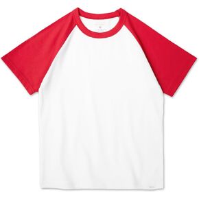 Boys Tshirt Raglan Short Sleeve Shirt Color Block Cotton Blend Basic Tees Breathable Baseball T-Shirts Light Weight