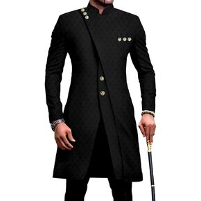 African Clothes for Men Dashiki Slim Fit Jacket and Trousers Set Formal Attire for Wedding