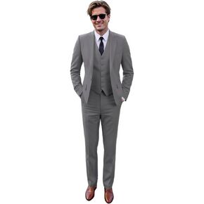 Men's 3-Piece Suits Fit Dress Suit Jacket Blazer Pants Vest Set Regular Wedding Tuxedos