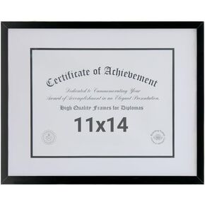 الصعود إلى 11 في 14 إطار دبلوم ، شهادة العرض 8.5 × 11 مع صورة حصيرة أو 11 × 14 بدون حصيرة ، إطار المستند مع زجاجي لعرض جدار الدرجة