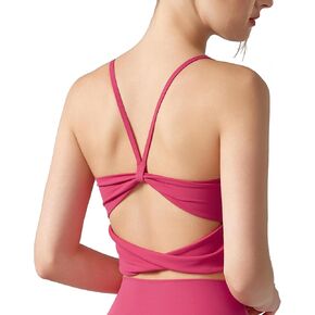 Womens Sports Bra STEENINT STRAPPERENT TOP MEDIDE SPECTED قمم محاصيل مبطنة ، قمم الخزانات