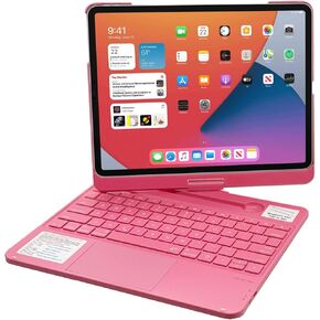 حافظة لوحة مفاتيح لجهاز iPad Pro 12.9 2022 الجيل السادس 7 لوحة تتبع بإضاءة خلفية ملونة، مناسبة لجهاز iPad Pro الجيل الخامس 2021/4th 2020/3rd 2018 غطاء لاسلكي 360 درجة غطاء قابل للدوران متعدد اللمس