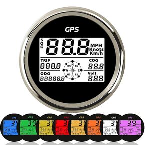 85mm Digital GPS Speedometer Odometer for Car, Boat, Motorcycle - 8 Color Backlight (Black)