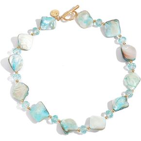 Firstmeet Natural Shell Pearl Choker Handmade Summer Boho Necklace for Women Beach Summer Holiday Gift