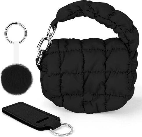 bvya Two Sizes Quilted Wristlet Bag for Women, Puffer Handbags,Evening Bags,Charm Lipstick Bag in Kuwait