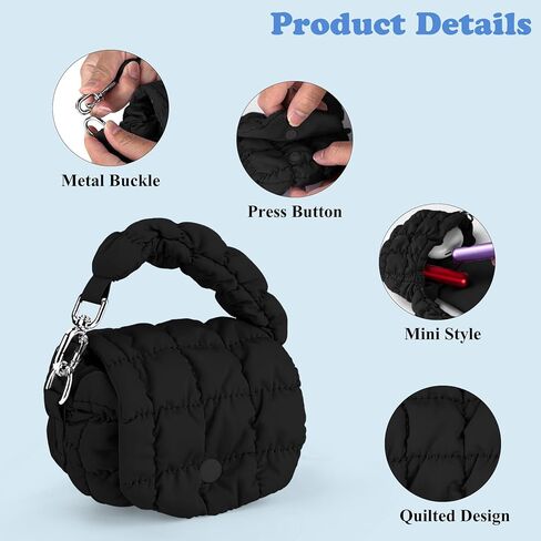 bvya Two Sizes Quilted Wristlet Bag for Women, Puffer Handbags,Evening Bags,Charm Lipstick Bag in Kuwait