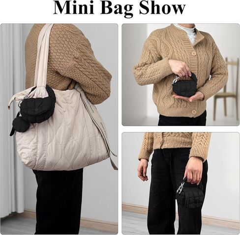 bvya Two Sizes Quilted Wristlet Bag for Women, Puffer Handbags,Evening Bags,Charm Lipstick Bag in Kuwait