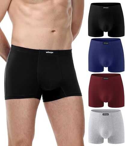 Wirarpa Men Cotton Cotton Trunks Intelder Leg Short Band Boxer Boxer Buids 4 Pack in Saudi Arabia