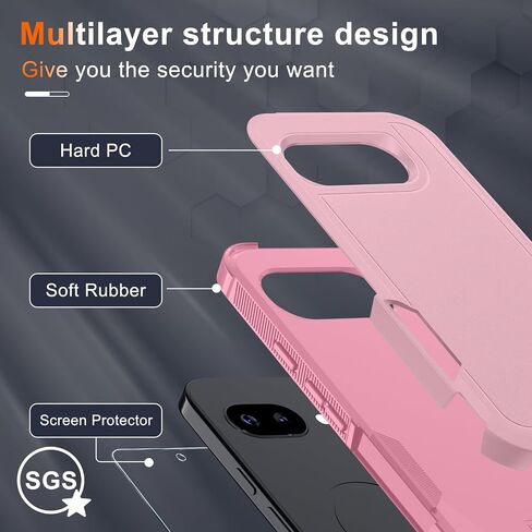 RMOCR Case for Google Pixel 9 Pro XL, Full Body Heavy Duty Rugged Shockproof Protective Phone Cover with Lanyard Strap, Tempered Glass Screen Protector and Camera Lens Cover, Black Matte in Saudi Arabia