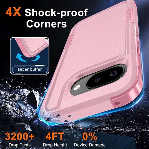 RMOCR Case for Google Pixel 9 Pro XL, Full Body Heavy Duty Rugged Shockproof Protective Phone Cover with Lanyard Strap, Tempered Glass Screen Protector and Camera Lens Cover, Black Matte in Saudi Arabia