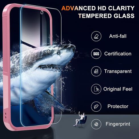 RMOCR Case for Google Pixel 9 Pro XL, Full Body Heavy Duty Rugged Shockproof Protective Phone Cover with Lanyard Strap, Tempered Glass Screen Protector and Camera Lens Cover, Black Matte in Saudi Arabia