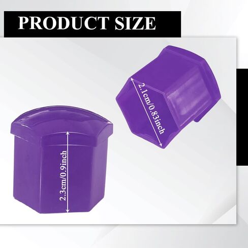 20PCS Wheel Nut Covers Bolt Caps, Wheel Lug Nut Covers, 19mm Hexagonal Tire Nut Covers with Removal Tool, Hub Screw Protection Cap Car Accessories for Vehicles (Purple, 19MM) in Kuwait