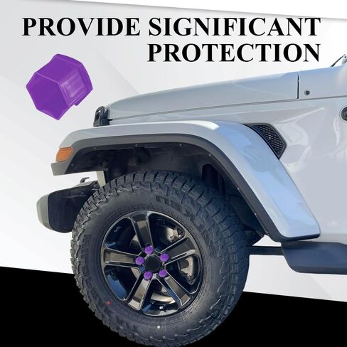 20PCS Wheel Nut Covers Bolt Caps, Wheel Lug Nut Covers, 19mm Hexagonal Tire Nut Covers with Removal Tool, Hub Screw Protection Cap Car Accessories for Vehicles (Purple, 19MM) in Kuwait