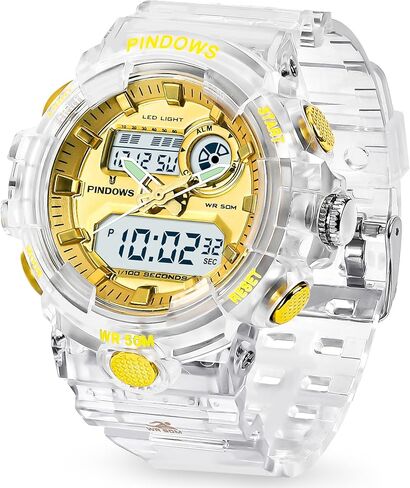 Womens Watch for Women Digital Sports Watch,7 Color LED Light Large Analog Digital Display Waterproof Watch with Alarm Stopwatch Hourly Chime Multi-Function Wrist Watches in Saudi Arabia