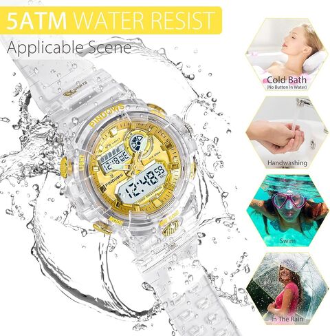 Womens Watch for Women Digital Sports Watch,7 Color LED Light Large Analog Digital Display Waterproof Watch with Alarm Stopwatch Hourly Chime Multi-Function Wrist Watches in Saudi Arabia