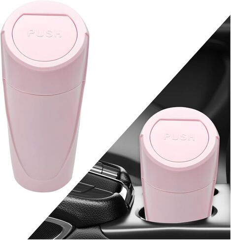 Car Trash Can with Lid, Mini Car Garbage Bin Leakproof Cup Holder Trash Can, Multipurpose Organizer Door Pocket Trash Cup Fits Auto Home Office, Universal Garbage Can (Pink) in Saudi Arabia