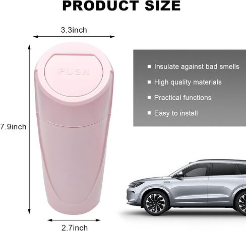 Car Trash Can with Lid, Mini Car Garbage Bin Leakproof Cup Holder Trash Can, Multipurpose Organizer Door Pocket Trash Cup Fits Auto Home Office, Universal Garbage Can (Pink) in Saudi Arabia