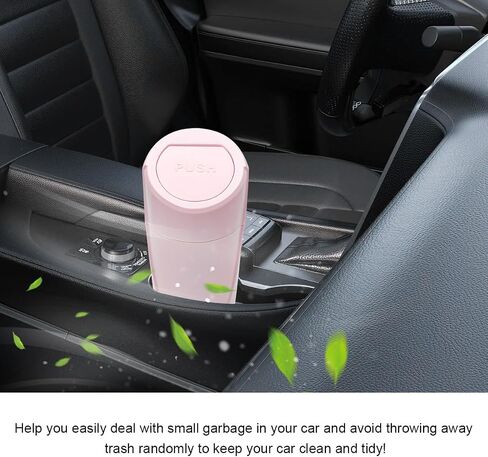 Car Trash Can with Lid, Mini Car Garbage Bin Leakproof Cup Holder Trash Can, Multipurpose Organizer Door Pocket Trash Cup Fits Auto Home Office, Universal Garbage Can (Pink) in Saudi Arabia