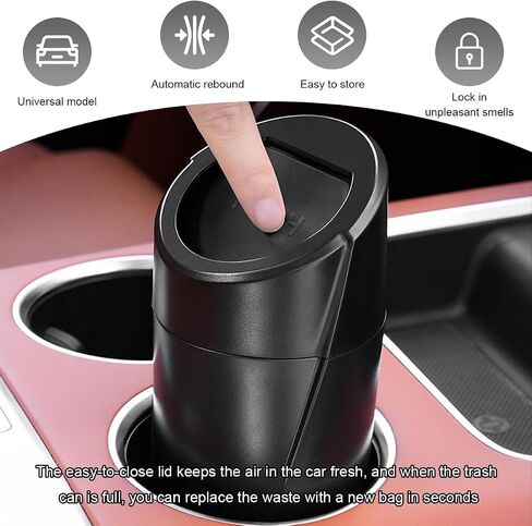 Car Trash Can with Lid, Mini Car Garbage Bin Leakproof Cup Holder Trash Can, Multipurpose Organizer Door Pocket Trash Cup Fits Auto Home Office, Universal Garbage Can (Pink) in Saudi Arabia