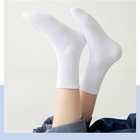 بويز فتيات سلس جوارب طاقم سميكة الجوارب الجوارب المدرسية الناعمة 5-14 سنة الجوارب العجل الأسود أبيض 5 أزواج حزمة in Kuwait