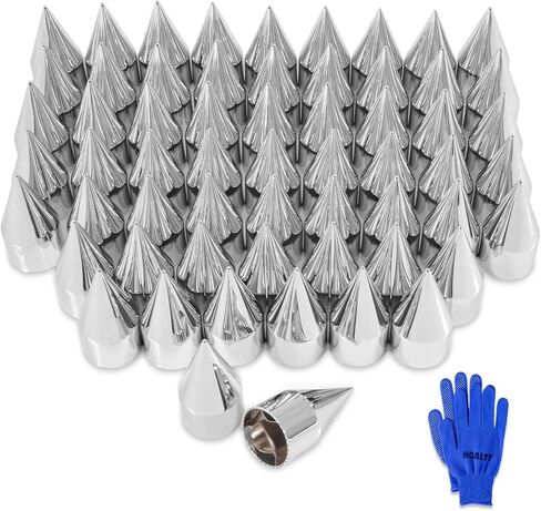 20Pcs Lug Nut Covers 33mm x 4 1/4" Spike Nut Covers ABS Chrome Plastic Screw On Pointed Nut Cover Caps for Semi Trucks in Kuwait
