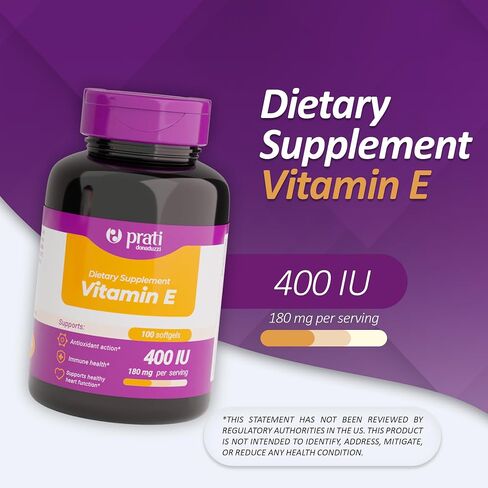 Vitamin E 400 IU – 100 Softgels – Strengthens The Defense System, Combats Free Radicals, and Promotes Healthy Aging – for Adults in Saudi Arabia