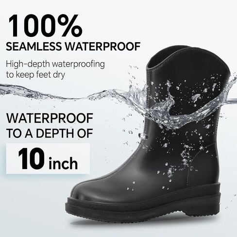 Furuian Women's Mid Calf Rain Boots Waterproof Garden Boots Lightweight Rubber Boots for Women Comfortable Work Boots for working, gardening in Saudi Arabia