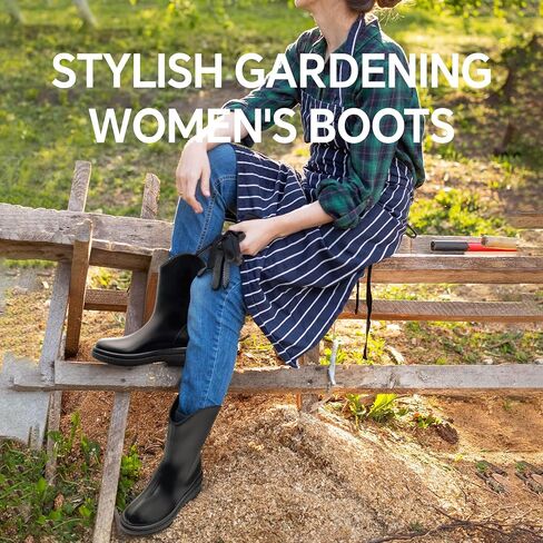 Furuian Women's Mid Calf Rain Boots Waterproof Garden Boots Lightweight Rubber Boots for Women Comfortable Work Boots for working, gardening in Saudi Arabia
