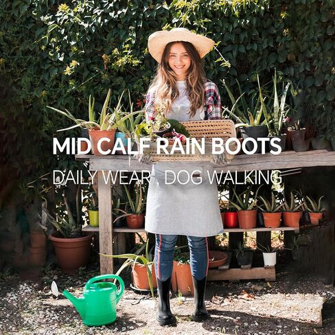 Furuian Women's Mid Calf Rain Boots Waterproof Garden Boots Lightweight Rubber Boots for Women Comfortable Work Boots for working, gardening in Saudi Arabia