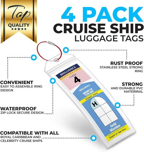 Cruise Essentials - 4 حاملي لعلامات الأمتعة في منطقة البحر الكاريبي الملكي والمشاهير ، لوحات البيضاء الجافة المغناطيسية مع علامات ، محول طاقة متوافق مع الرحلات البحرية ، 5 خطافات مغناطيسية قوية 80 رطل لكابينة الرحلات البحرية in Kuwait