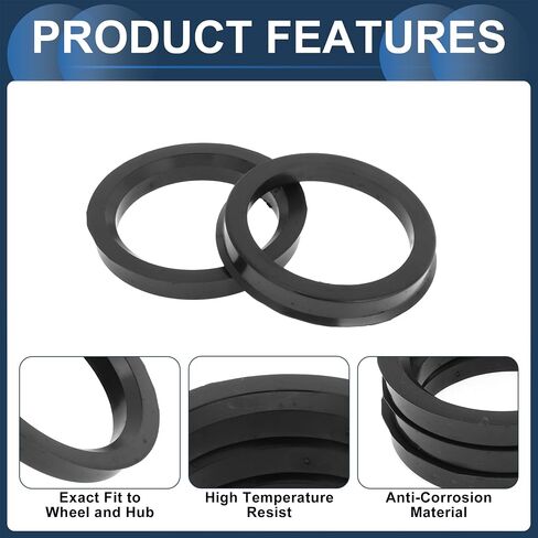 Car Wheel Hub Centric Rings OD 72.1mm to ID 57.1mm Wheels Center Shaft Shock Absorbing Hubrings Polycarbonate Black Durable in Kuwait