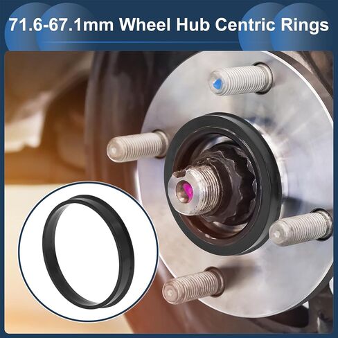 Car Wheel Hub Centric Rings OD 71.6mm to ID 67.1mm Wheels Center Shaft Shock Absorbing Hubrings Polycarbonate Black Durable in Saudi Arabia