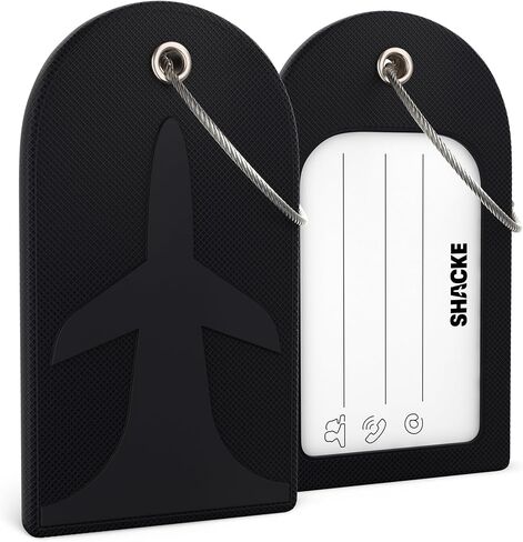 Shacke Luggage Tag 2pcs Premium ID Card for Travel Luggage & Suitcase (Pure Black) in Saudi Arabia