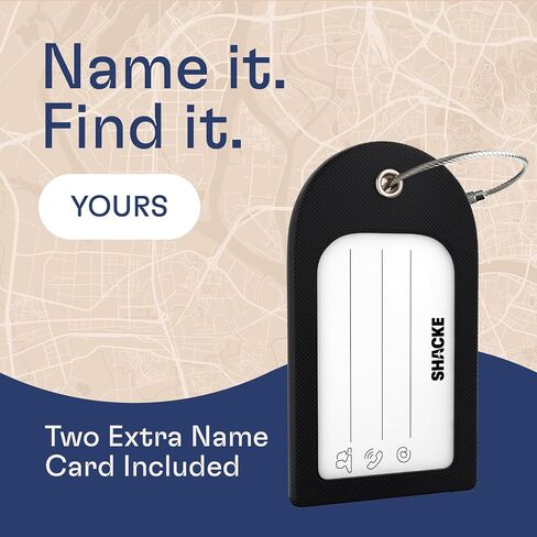 Shacke Luggage Tag 2pcs Premium ID Card for Travel Luggage & Suitcase (Pure Black) in Saudi Arabia