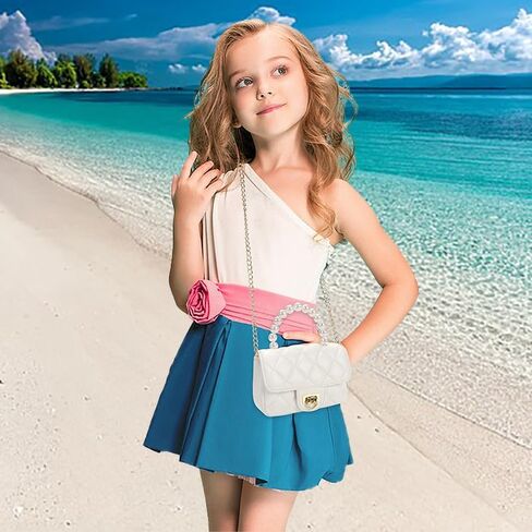 Toddler Purse for Girls Aged 2-12 - White Kids Crossbody Bag with Leather Handle - Girls Handbags Birthday Gifts for Kids in Saudi Arabia