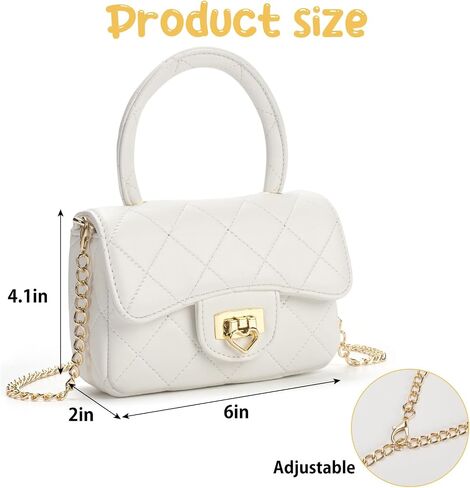 Toddler Purse for Girls Aged 2-12 - White Kids Crossbody Bag with Leather Handle - Girls Handbags Birthday Gifts for Kids in Saudi Arabia