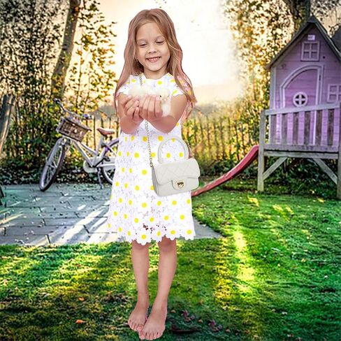 Toddler Purse for Girls Aged 2-12 - White Kids Crossbody Bag with Leather Handle - Girls Handbags Birthday Gifts for Kids in Saudi Arabia
