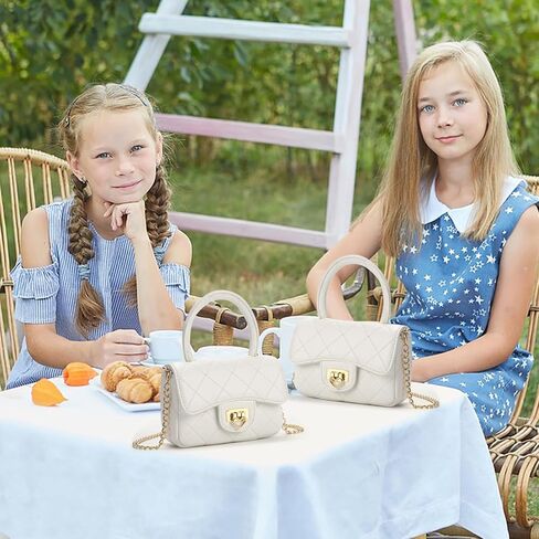 Toddler Purse for Girls Aged 2-12 - White Kids Crossbody Bag with Leather Handle - Girls Handbags Birthday Gifts for Kids in Saudi Arabia
