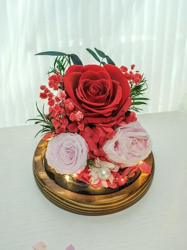 RENAISSANT Red Preserved Flowers Gift for Mom with Sapphire Necklace in Mother's Day, Unique Preserved Rose with Teddy Bear Gift Box for Girlfriend in Birthday Anniversary（Delivery Prime） in Saudi Arabia