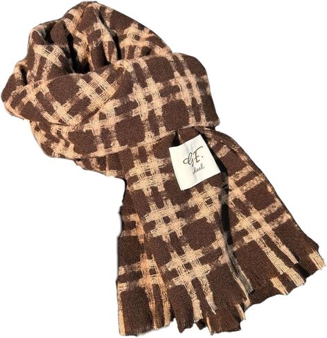 Fashion Long Plaid Stripes Design Winter Knitted Scarf, Solid Color Women's Autumn Warmth Scarf in Saudi Arabia