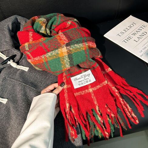 Fashion Long Plaid Stripes Design Winter Knitted Scarf, Solid Color Women's Autumn Warmth Scarf in Saudi Arabia
