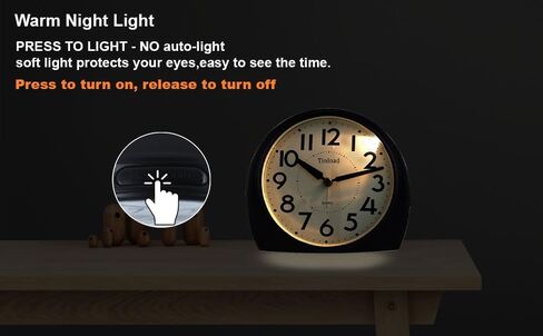 5.5" Silent Analog Alarm Clock Non Ticking, Gentle Wake, Beep Sounds, Increasing Volume, Battery Operated Snooze and Light Functions, Easy Set, Black (Best for Elder) in Saudi Arabia