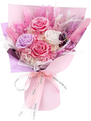 Flowers for Delivery Prime Preserved Roses Bouquet Birthday for Women Mother Birthday Gifts Forever Flowers Bouquet Gift for Her Wife Mother Day Graduation (Purple) in Saudi Arabia