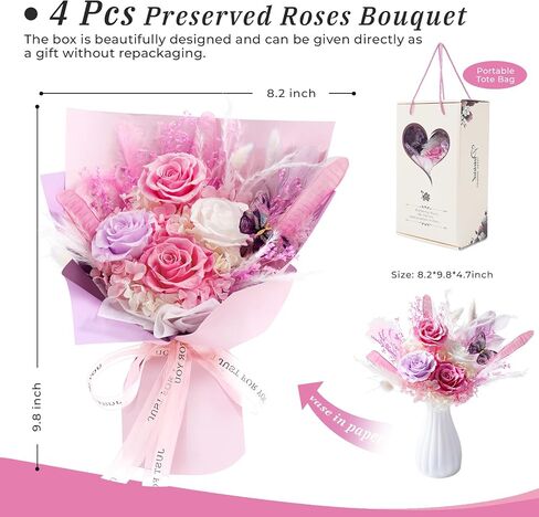 Flowers for Delivery Prime Preserved Roses Bouquet Birthday for Women Mother Birthday Gifts Forever Flowers Bouquet Gift for Her Wife Mother Day Graduation (Purple) in Saudi Arabia