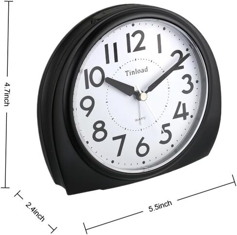 5.5" Silent Analog Alarm Clock Non Ticking, Gentle Wake, Beep Sounds, Increasing Volume, Battery Operated Snooze and Light Functions, Easy Set, Black (Best for Elder) in Saudi Arabia