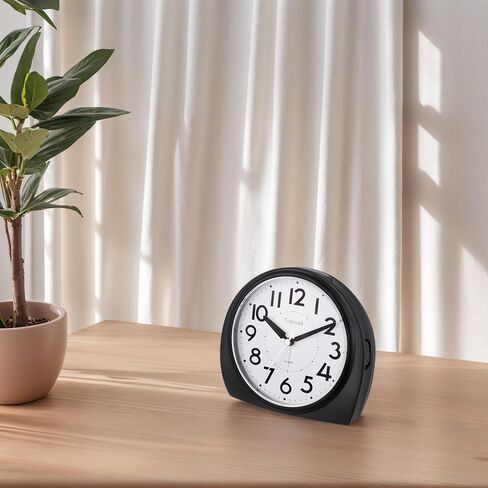 5.5" Silent Analog Alarm Clock Non Ticking, Gentle Wake, Beep Sounds, Increasing Volume, Battery Operated Snooze and Light Functions, Easy Set, Black (Best for Elder) in Saudi Arabia