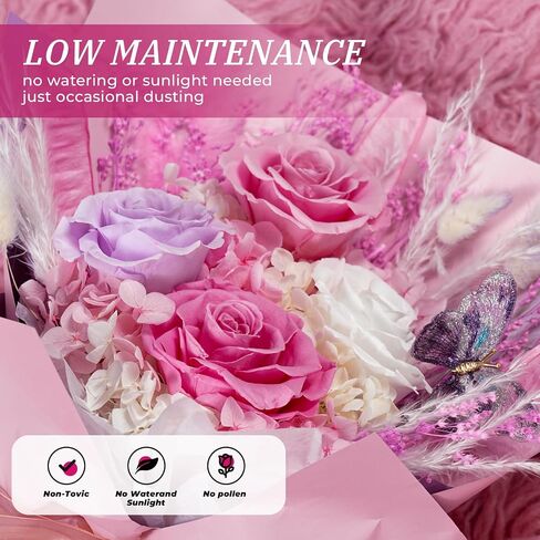 Flowers for Delivery Prime Preserved Roses Bouquet Birthday for Women Mother Birthday Gifts Forever Flowers Bouquet Gift for Her Wife Mother Day Graduation (Purple) in Saudi Arabia