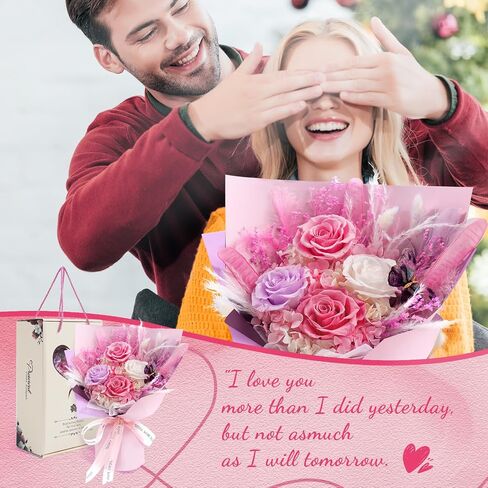 Flowers for Delivery Prime Preserved Roses Bouquet Birthday for Women Mother Birthday Gifts Forever Flowers Bouquet Gift for Her Wife Mother Day Graduation (Purple) in Saudi Arabia