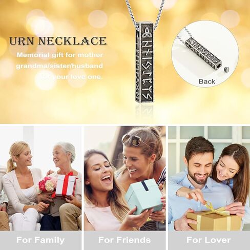 Norse Viking Urn Necklace for Men Women Rune Bar Cremation Jewelry Celtic Knot Urn Pendant Keepsake Memorial Vintage Amulet Jewelry Ashes Locket Gift in Saudi Arabia